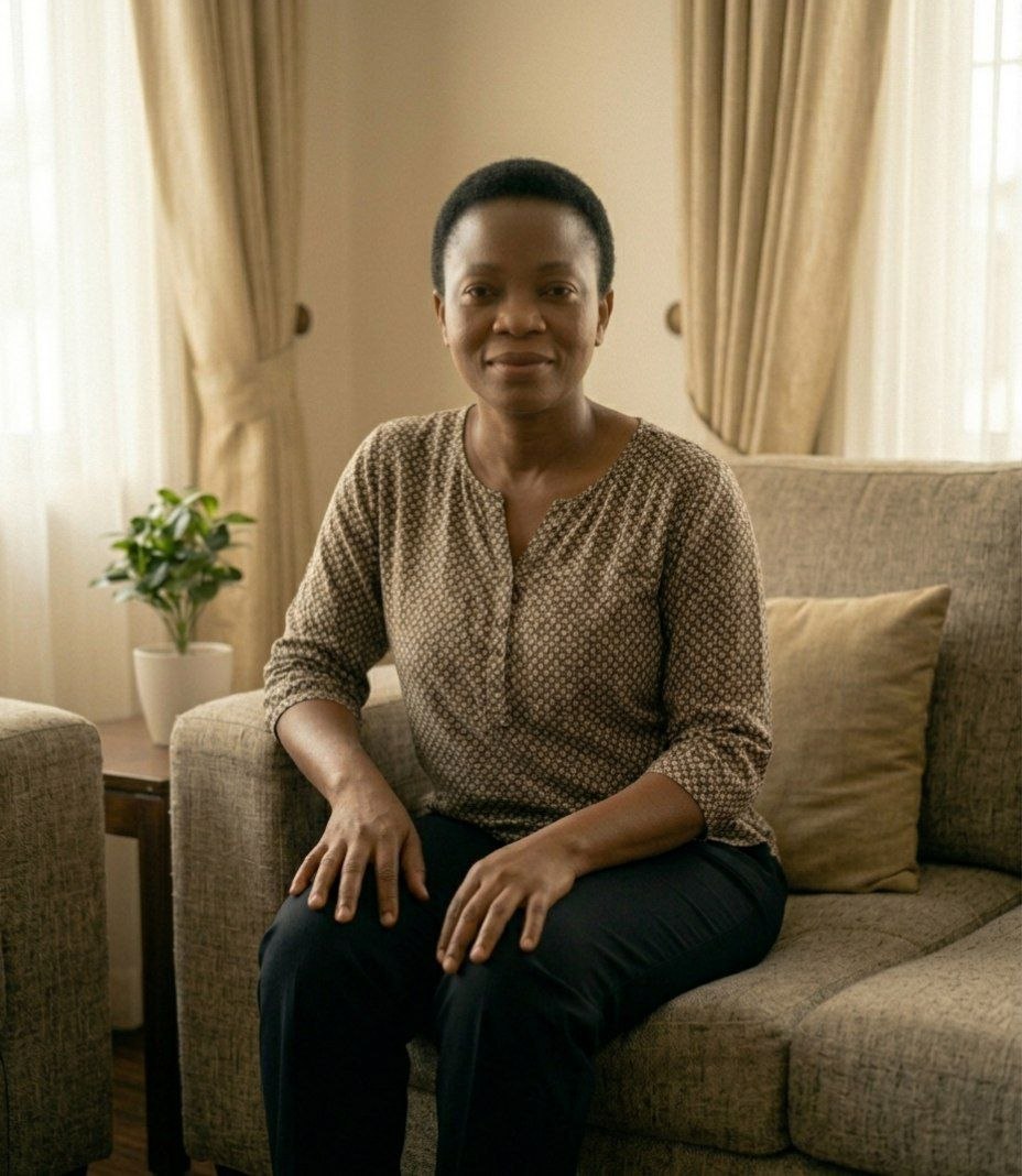 Ngozi Amaka at home, writing notes