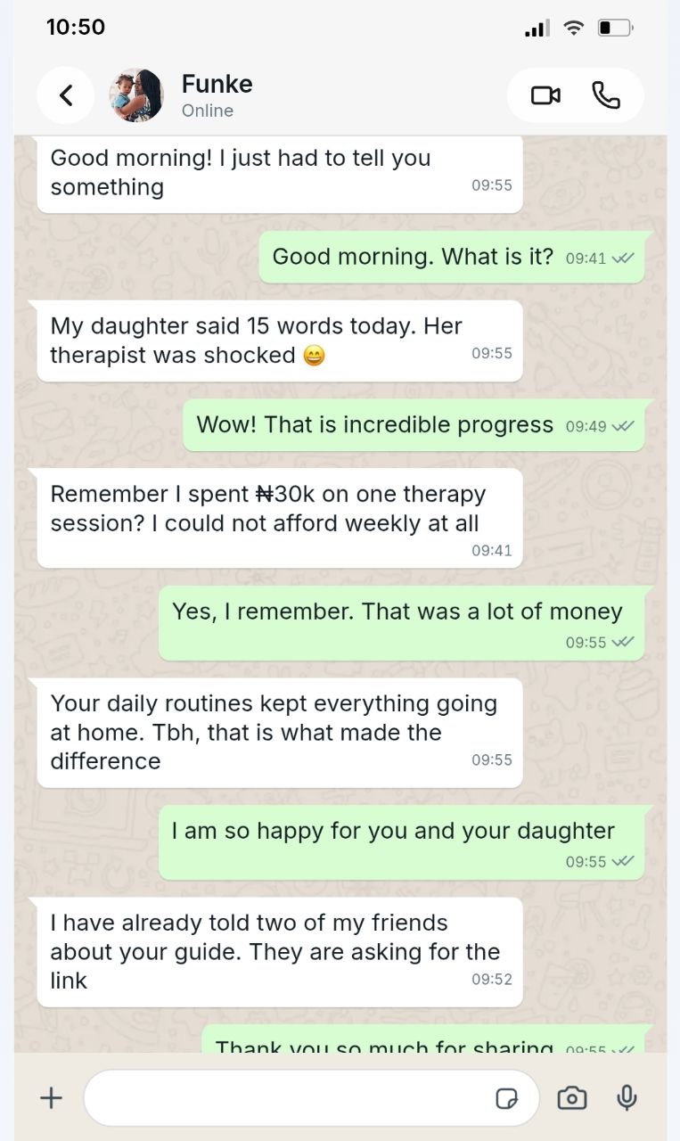 WhatsApp testimonial screenshot from Funke