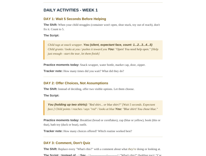 Talk-Boost Day 1 page preview from Week 1