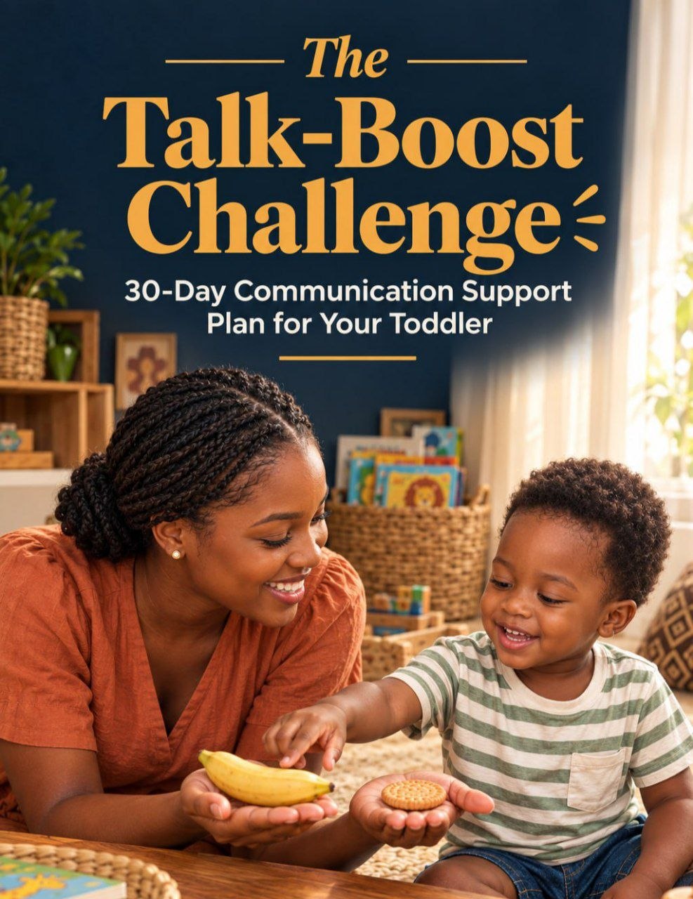 The Talk-Boost Challenge guide and tracker displayed as a premium digital product mockup